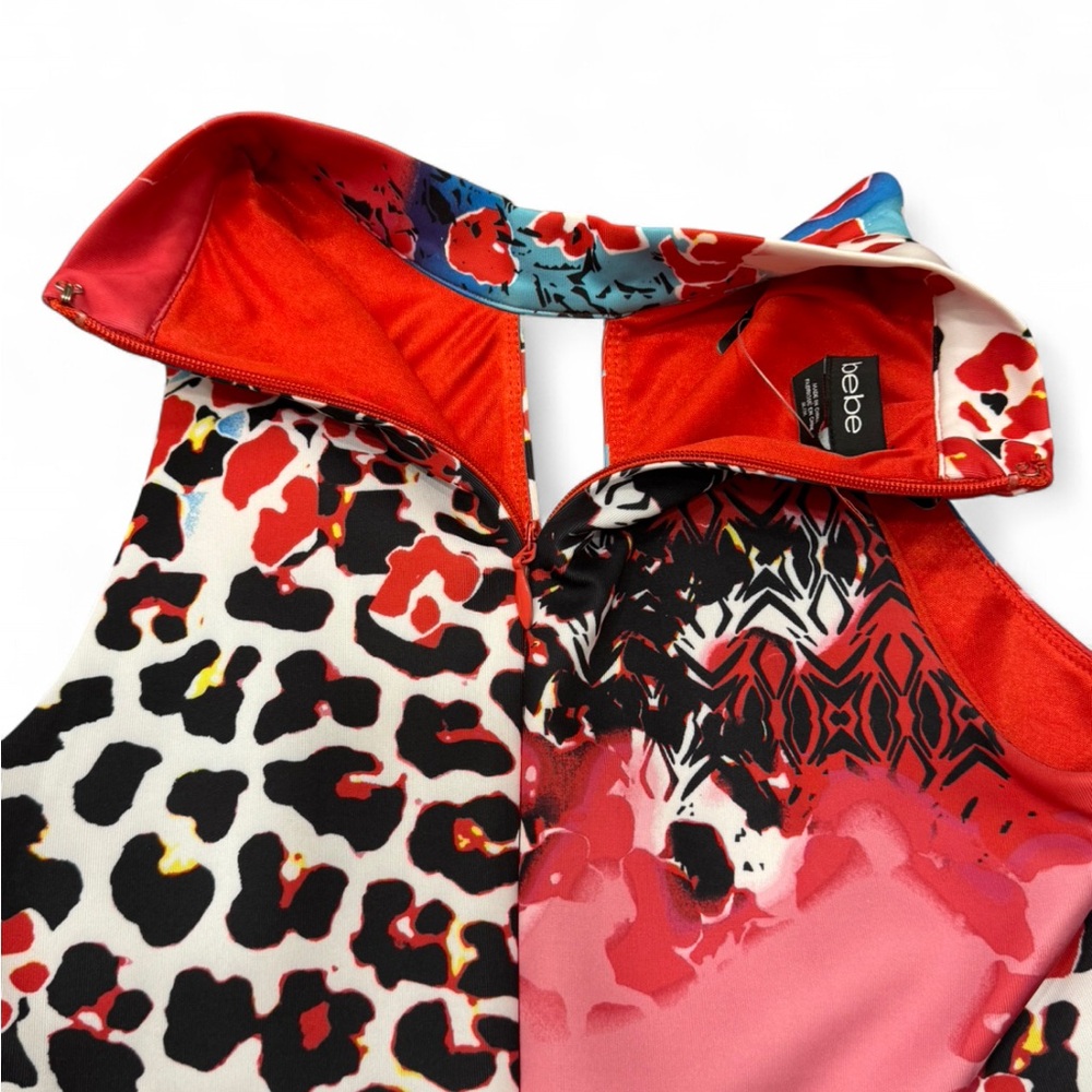 bebe - NWT Red and Blue, Multicolored, Patterned Mini Dress - Picture 4 of 7